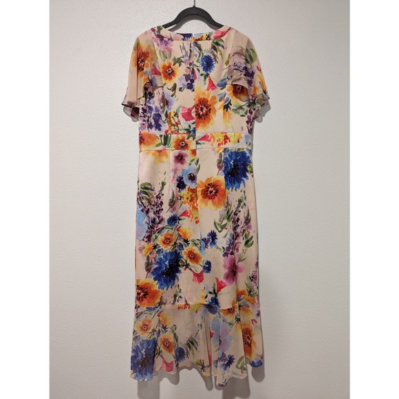 Adrianna Papell Floral Ruffled Faux Wrap Midi Dress - Picture 5 of 7
